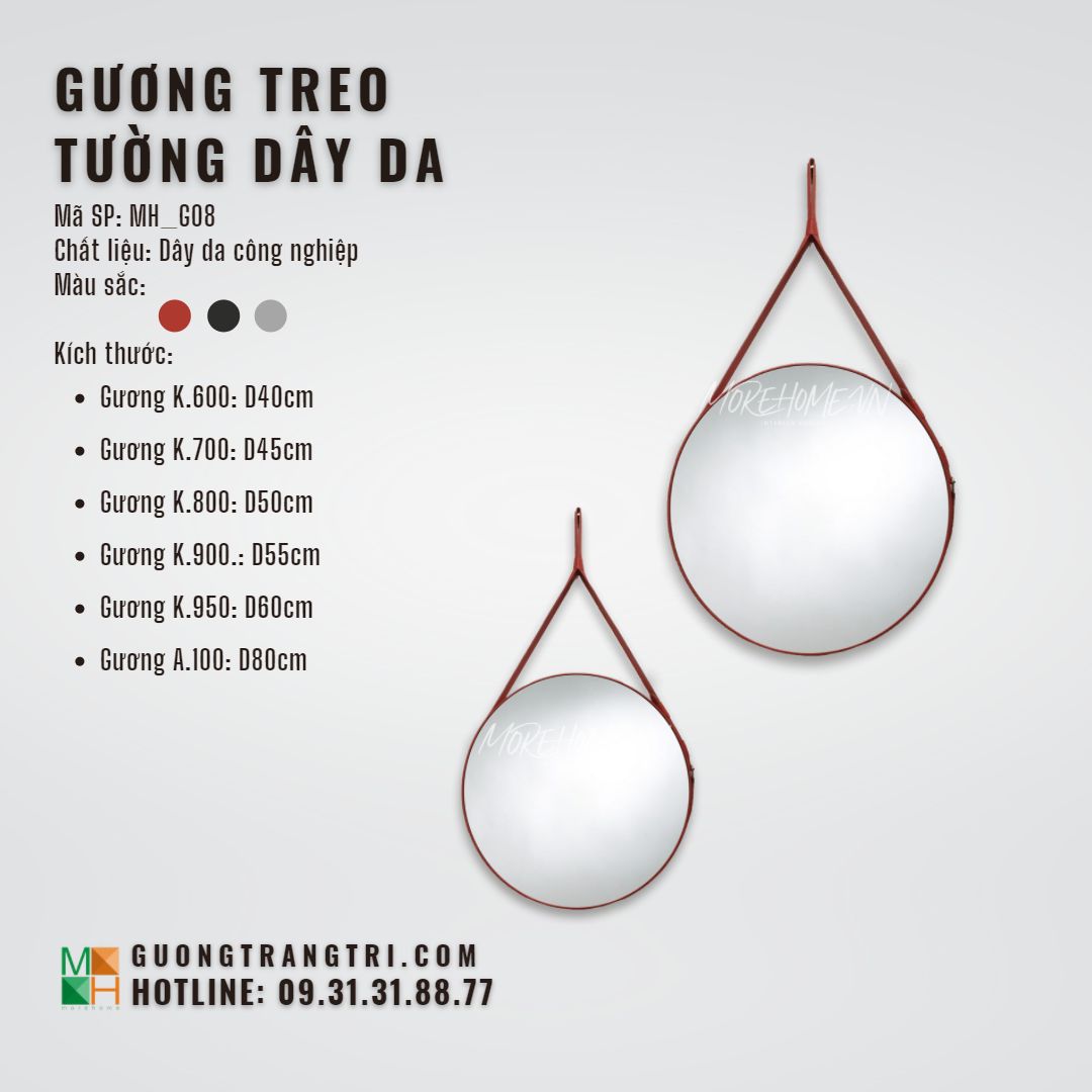  Gương treo tường dây da MH_G08